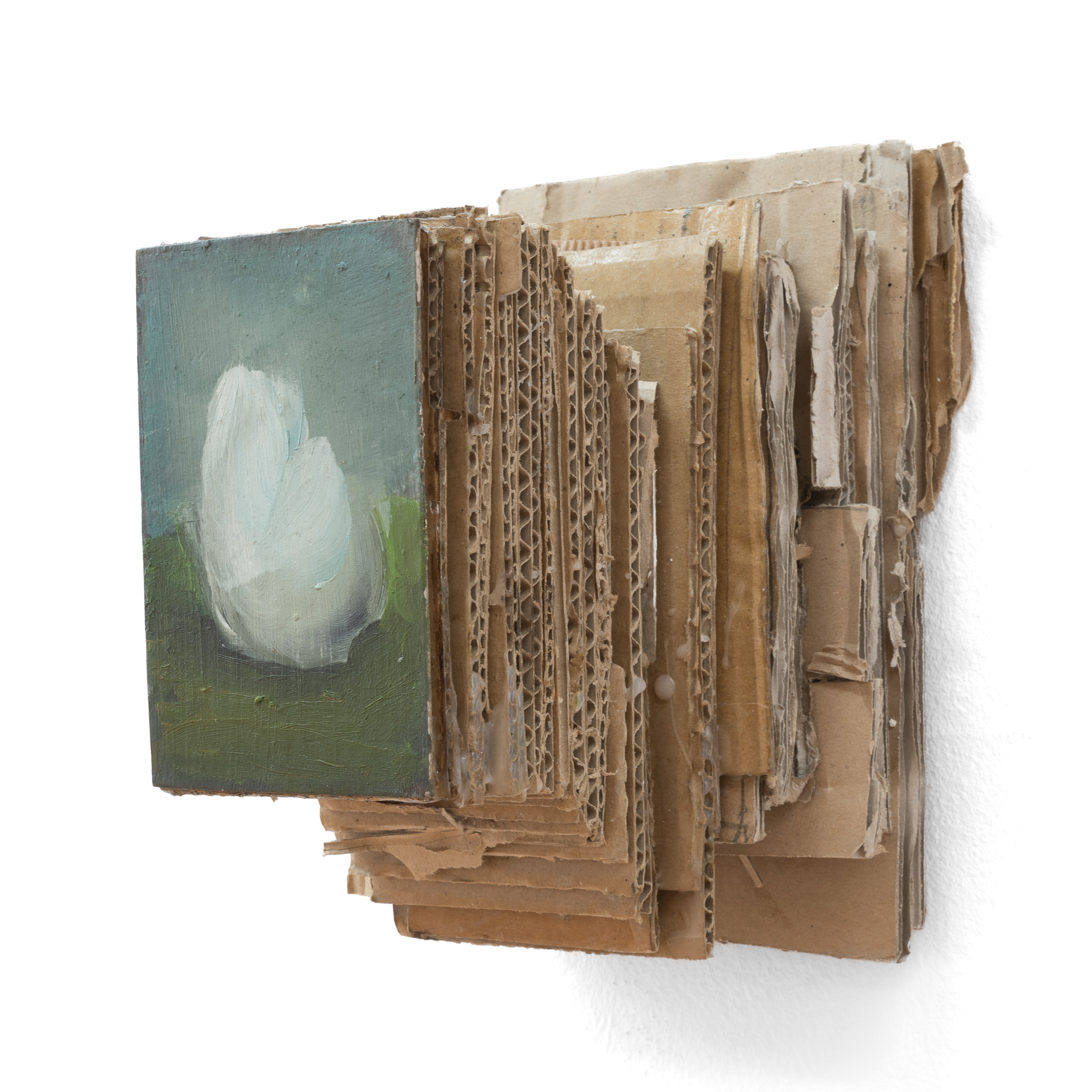 Egg, 2019, oil on cardboard, 12 × 8.2 × 16.2 cm