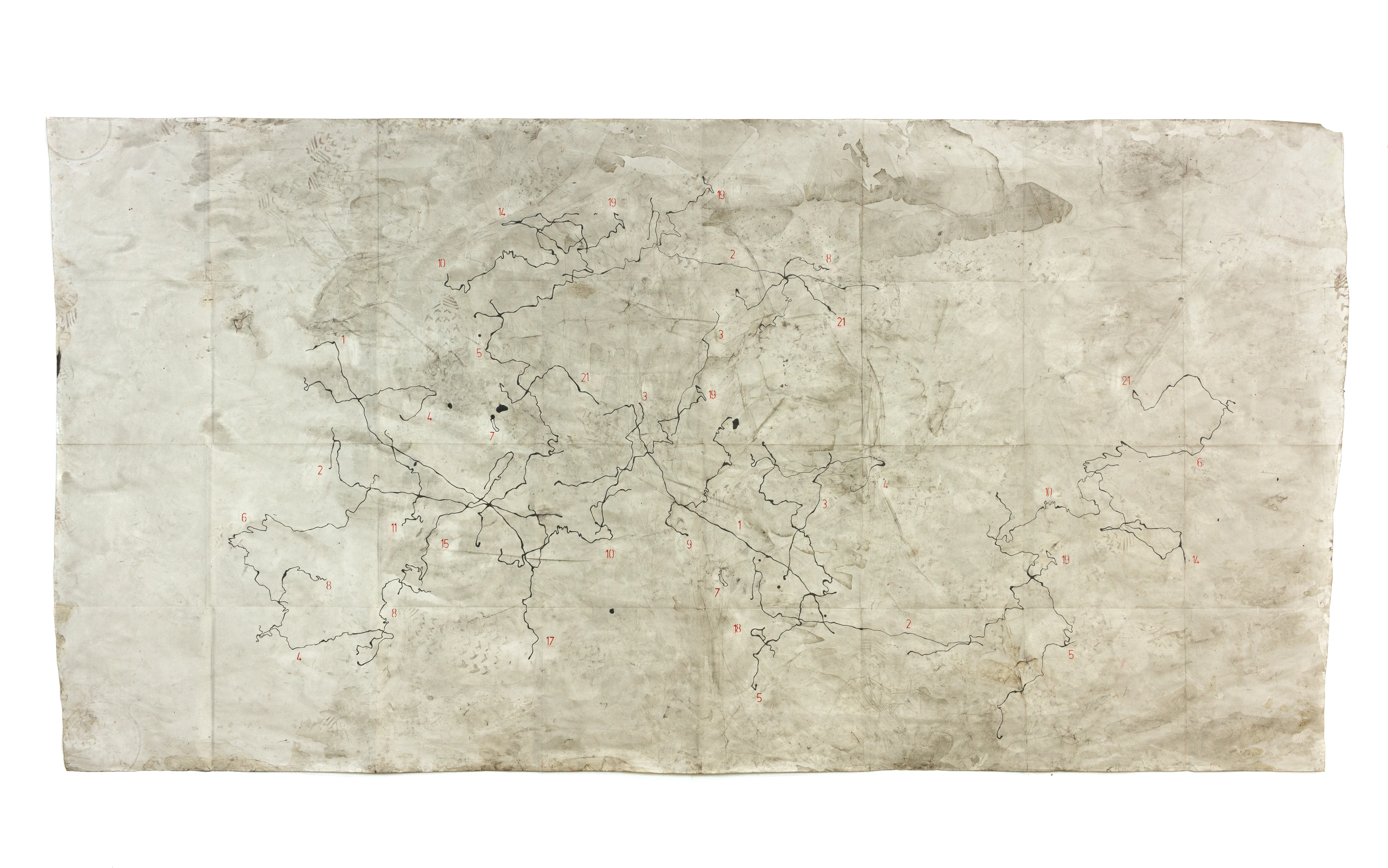 Territorio impossibile III (Grand Tour 2020), 2021, tecnica mista su carta, 150 × 300 cm