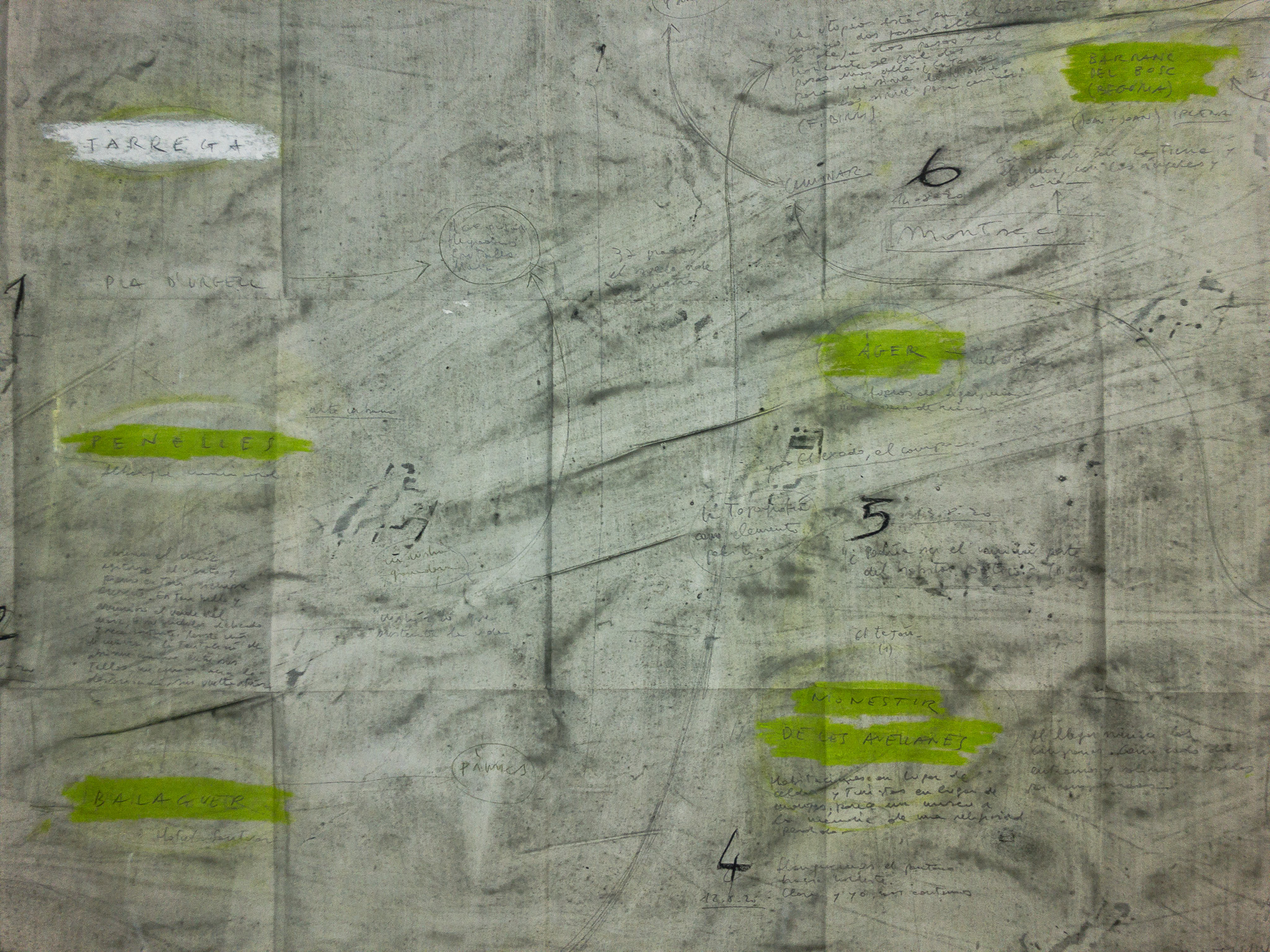 Mapa de viatge (Grand Tour 2020), 2020, tècnica mixta sobre paper, 150 × 300 cm