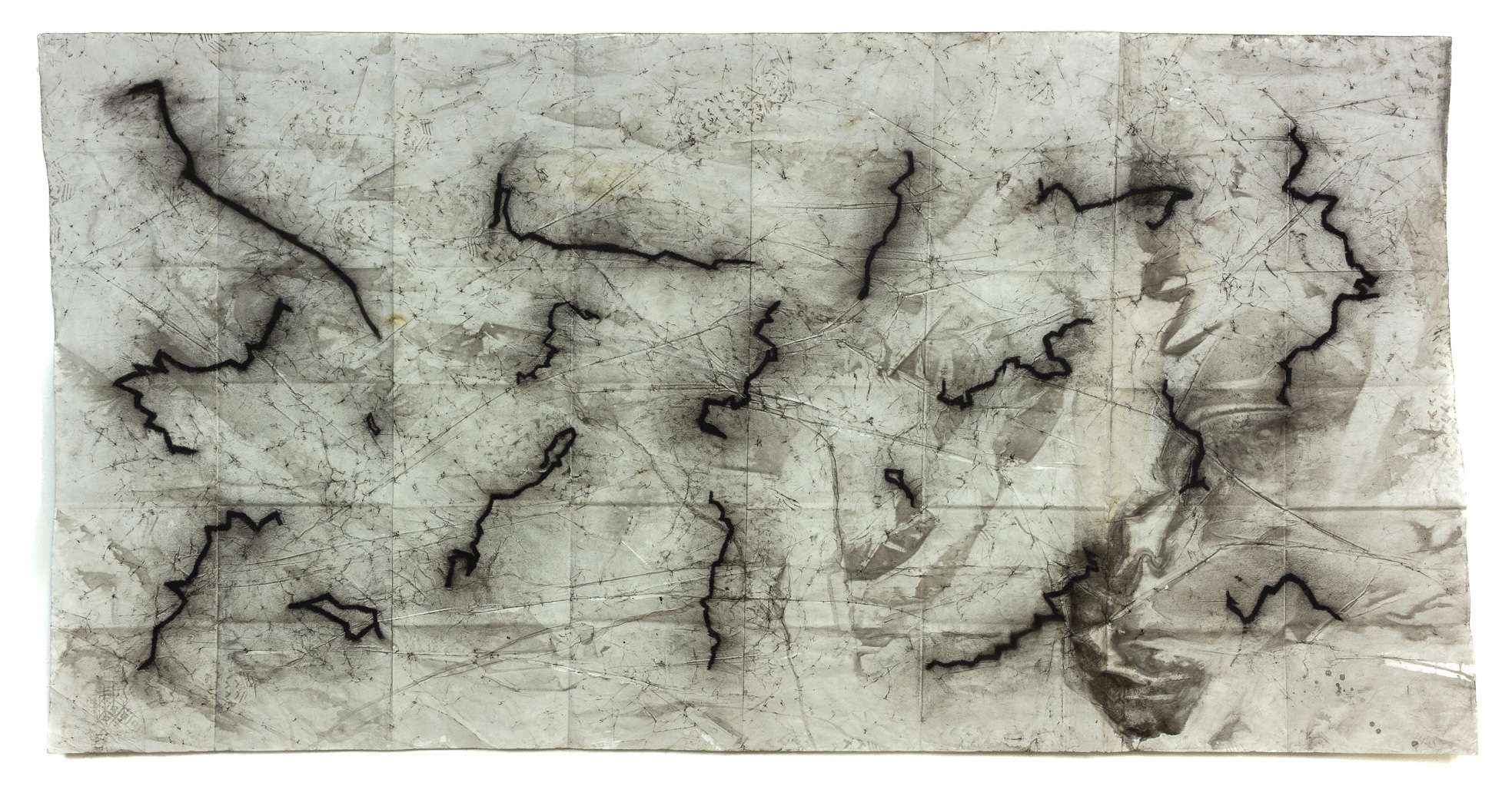 18 dies de camí (Grand Tour 2020), 2020, tècnica mixta sobre paper, 150 × 300 cm