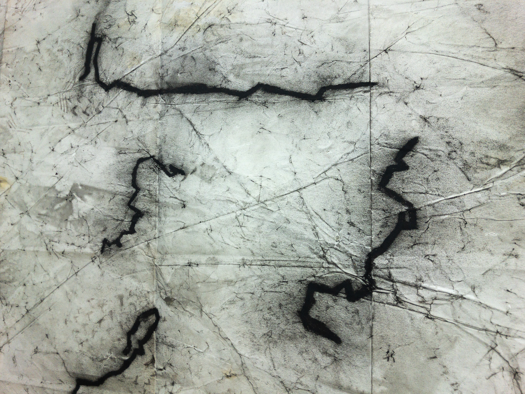 18 dies de camí (Grand Tour 2020), 2020, tècnica mixta sobre paper, 150 × 300 cm