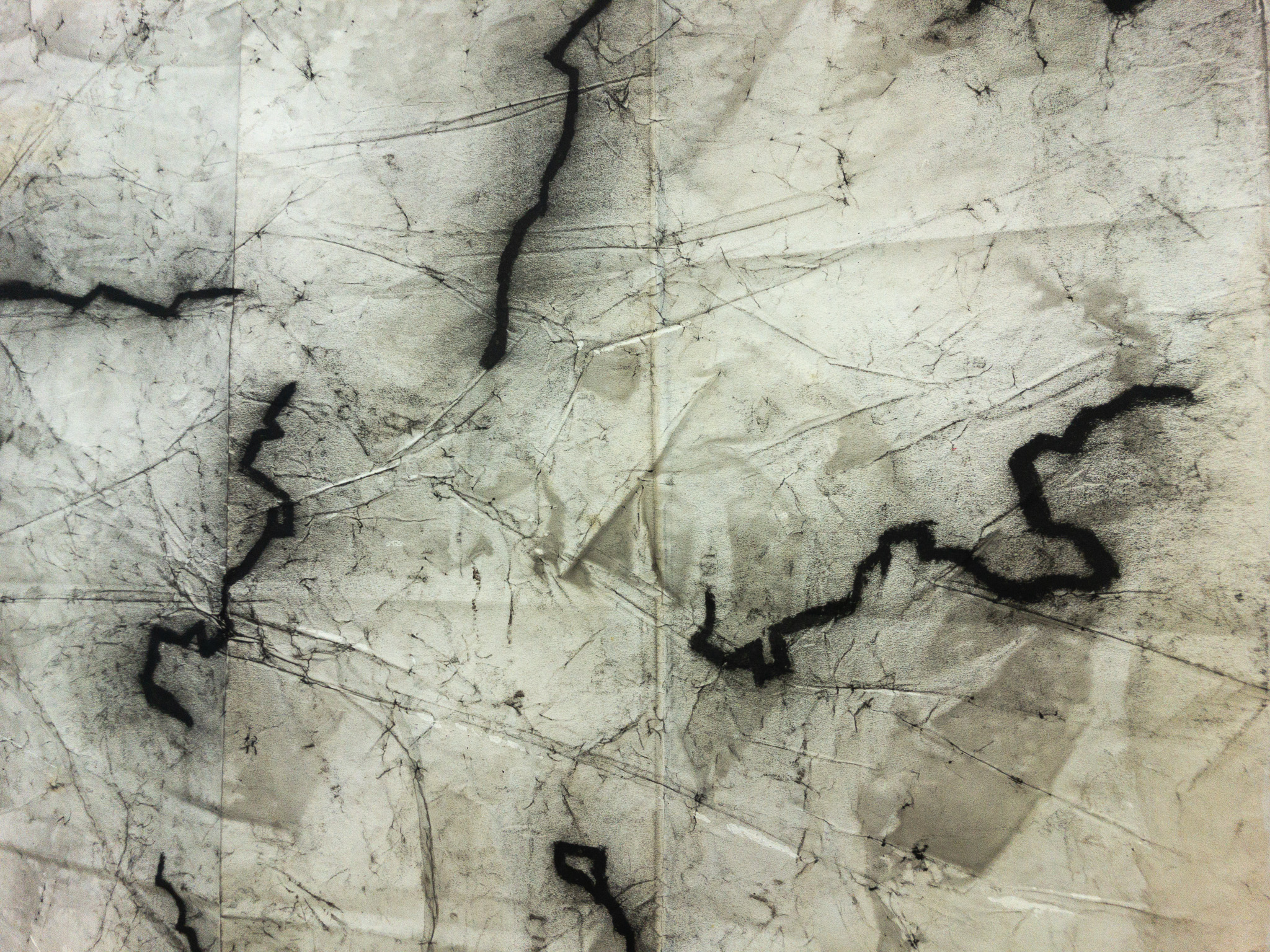 18 dies de camí (Grand Tour 2020), 2020, tècnica mixta sobre paper, 150 × 300 cm