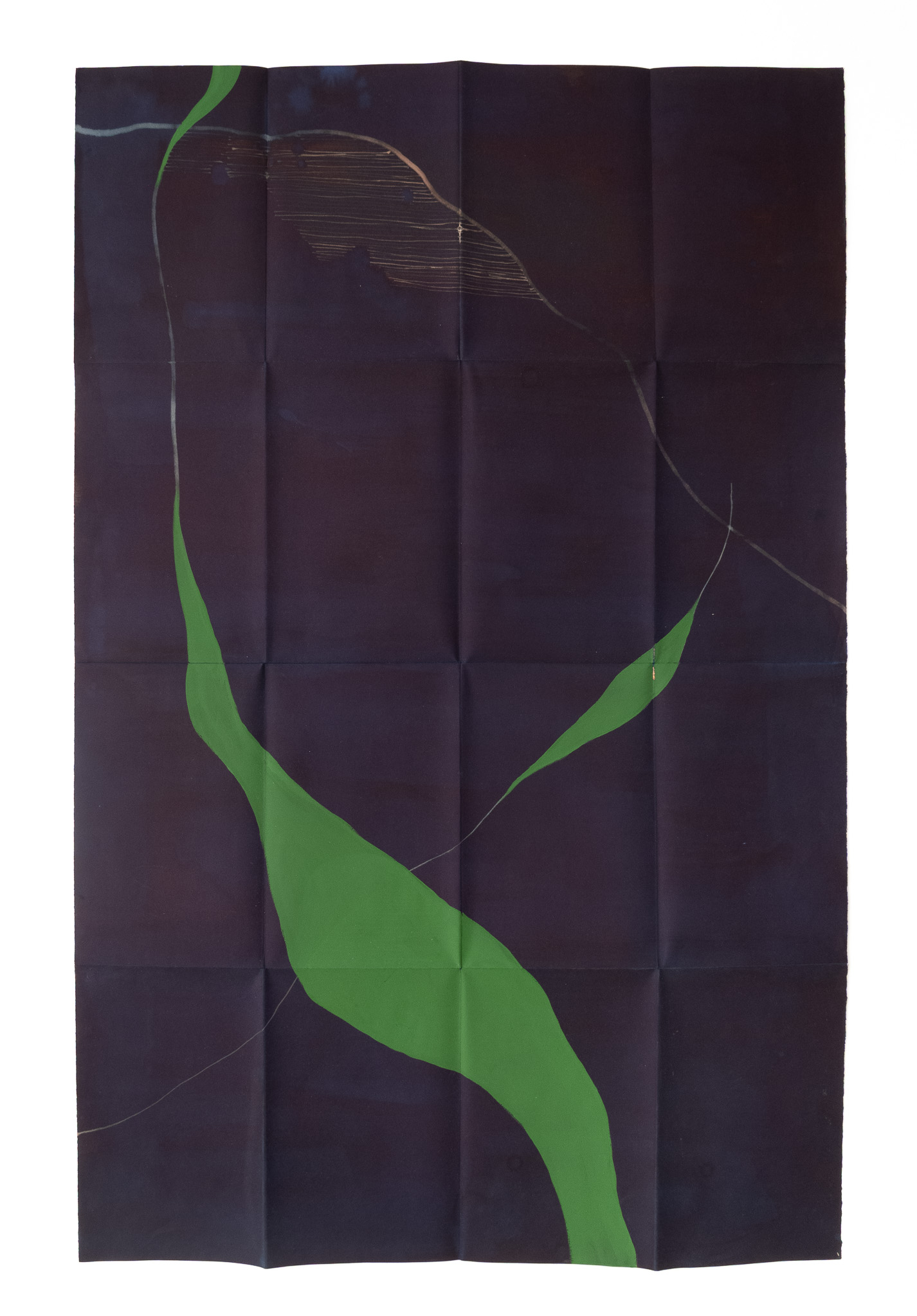 Mapa nocturn II, 2018, tècnica mixta sobre paper, 100 × 70 cm