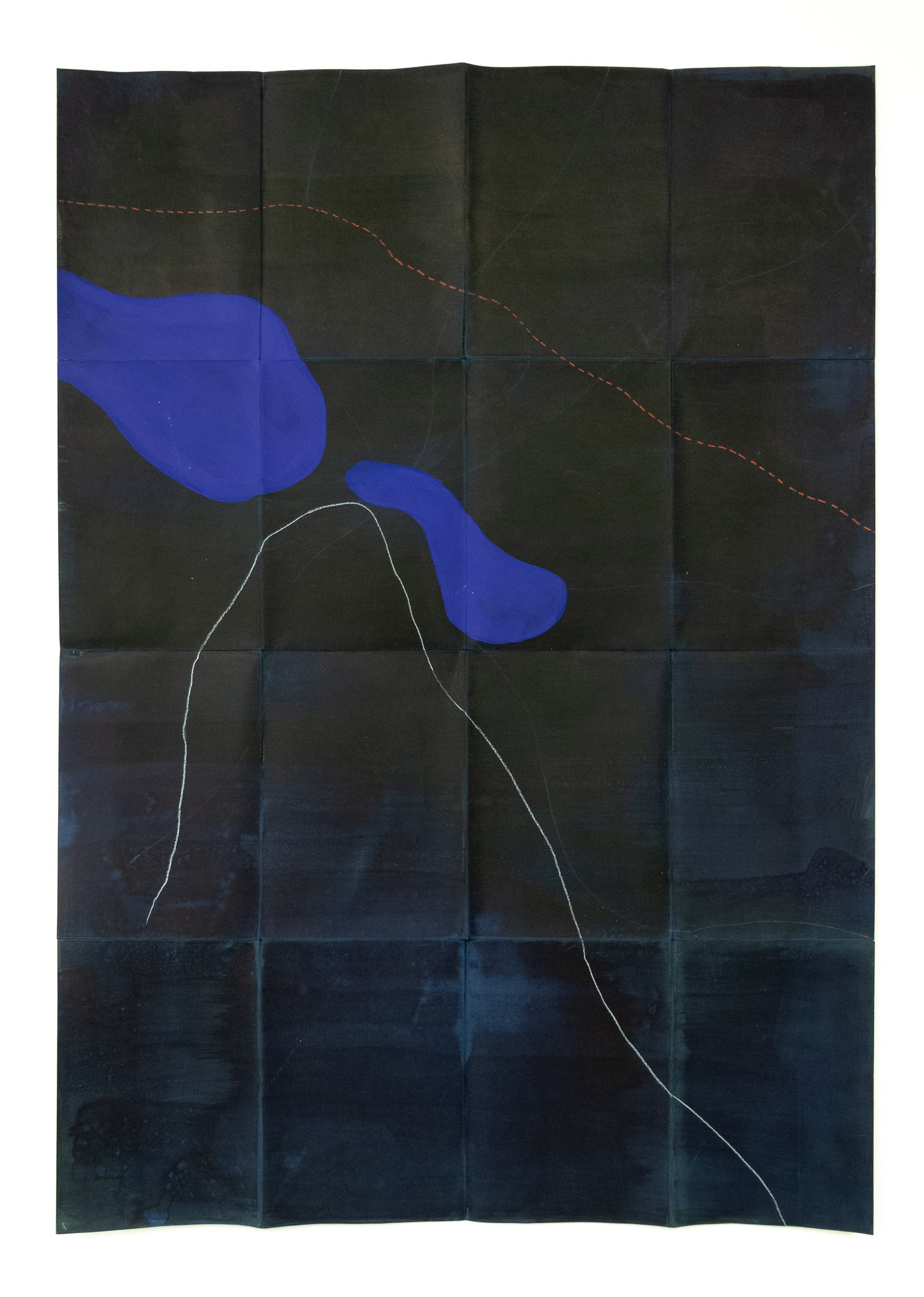 Mapa nocturn IV, 2018, tècnica mixta sobre paper, 100 × 70 cm