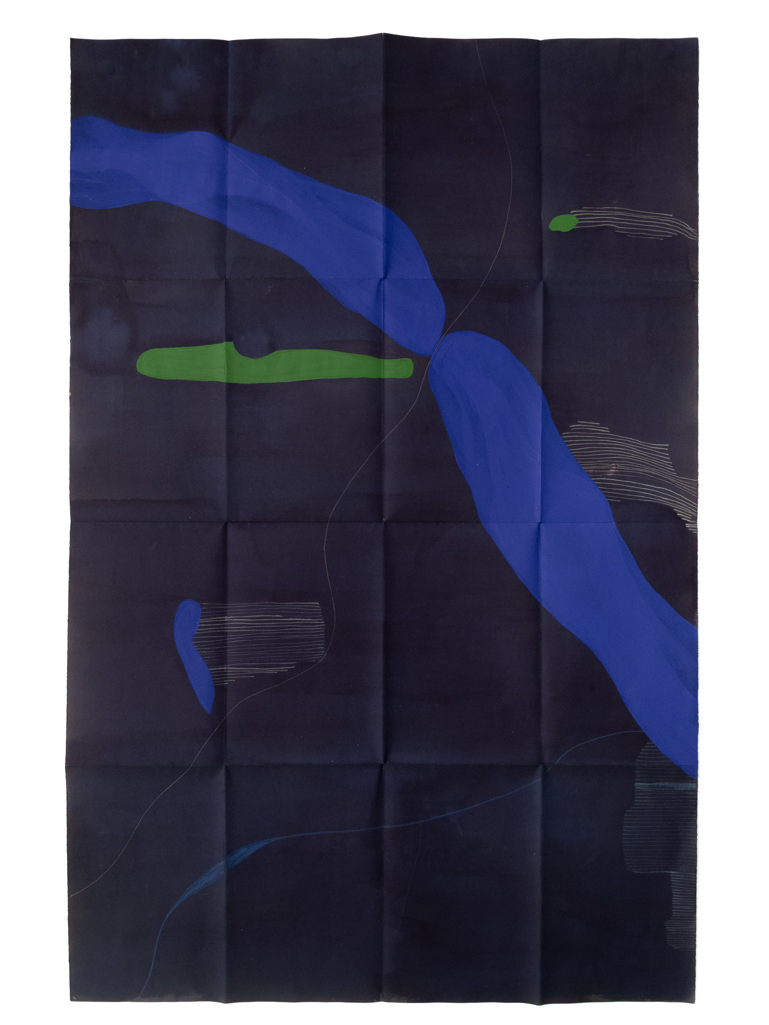 Mapa nocturn V, 2018, tècnica mixta sobre paper, 100 x 70 cm