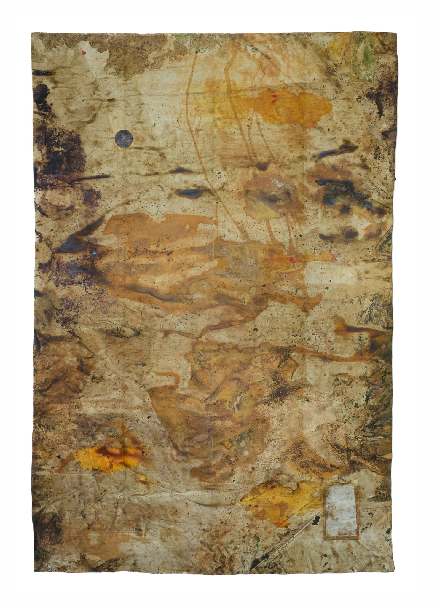 Dryland. 2025, map fragment, acrylics, pigments and iron sulphate on paper, 150 × 100 cm