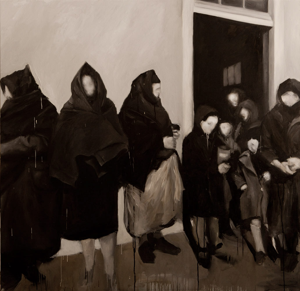 Refugiados II, 2014, óleo sobre lienzo, 146 x 146 cm