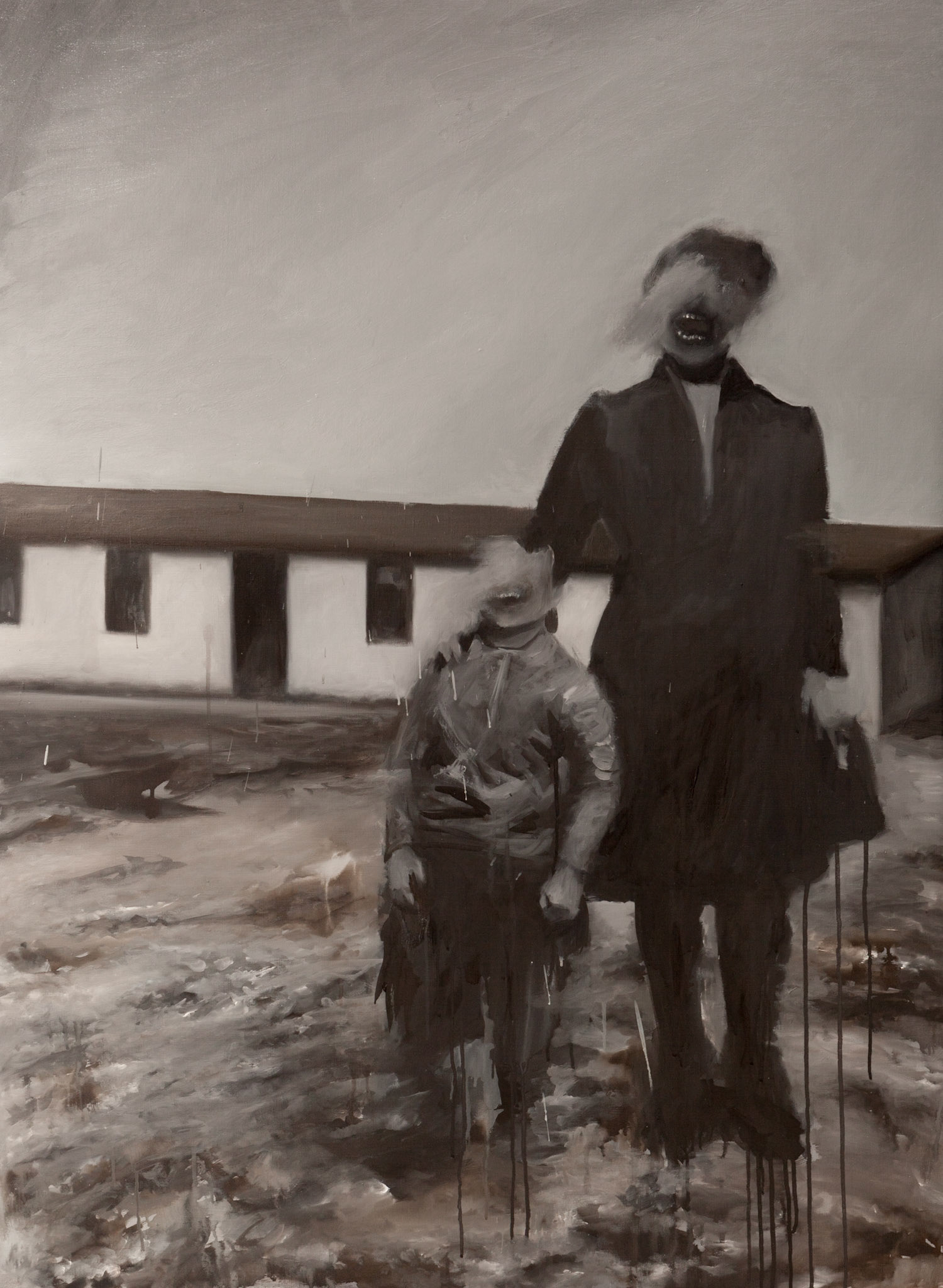 What did they do to you, son who did not manage to live? Did you manage to die? (Refugees IV), 2014, oil on canvas, 130×97 cm