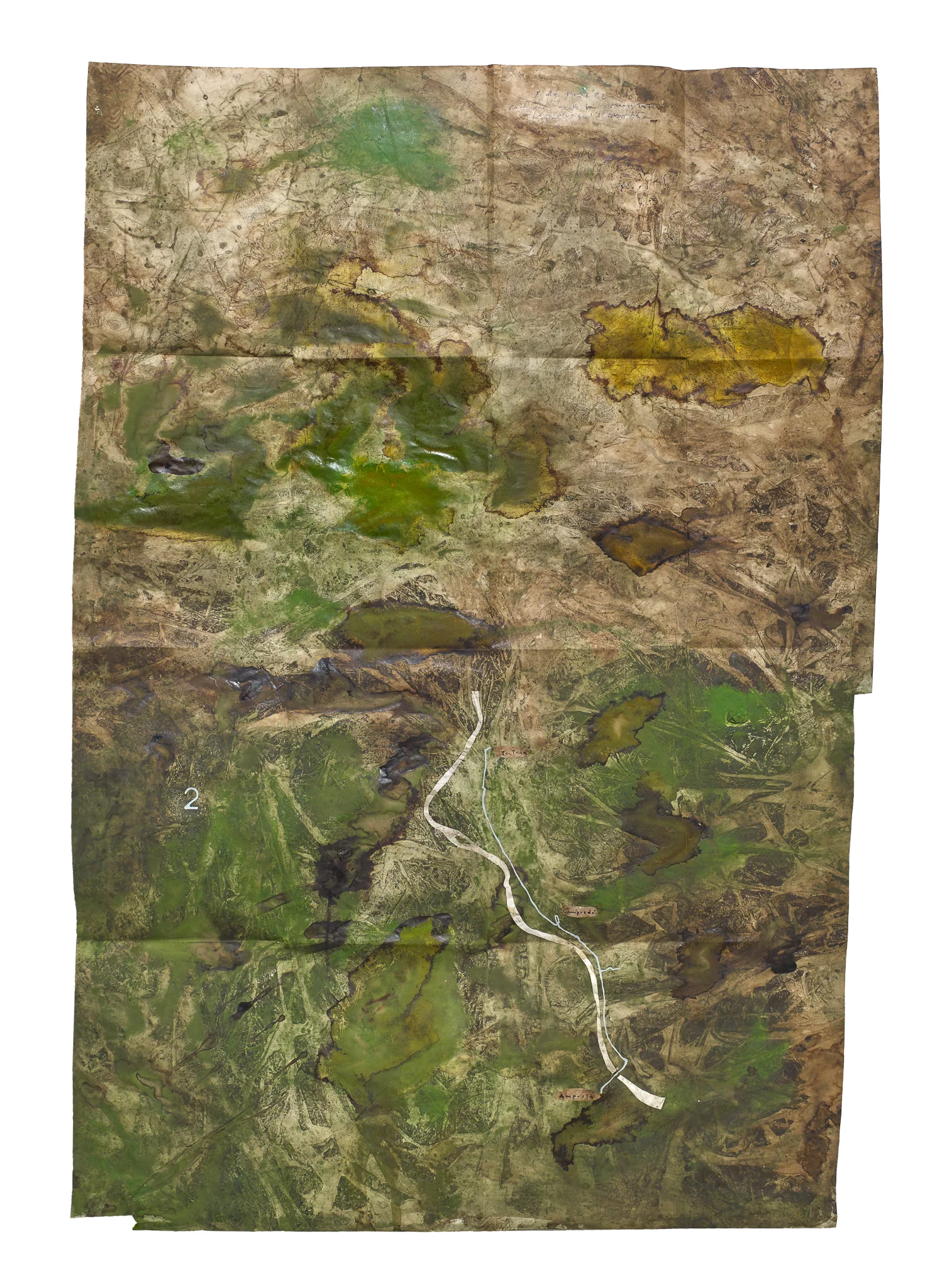 Mapa de Sequere 02, tècnica mixta i collage sobre paper, 150 × 100 cm