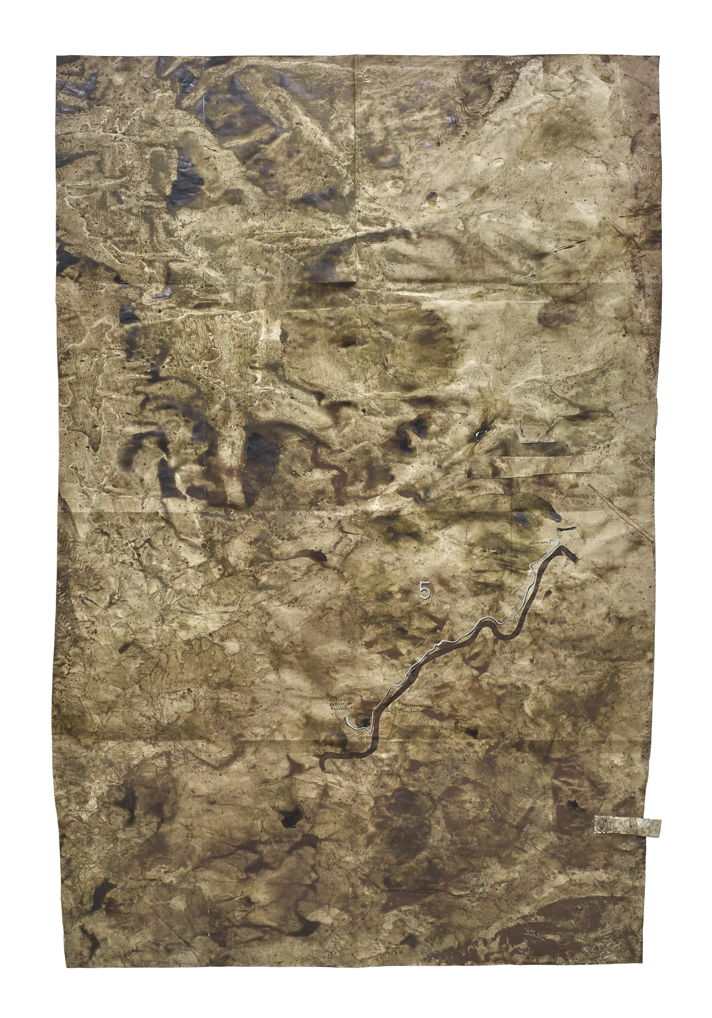 Mapa de Sequere 04, tècnica mixta i collage sobre paper, 150 × 100 cm