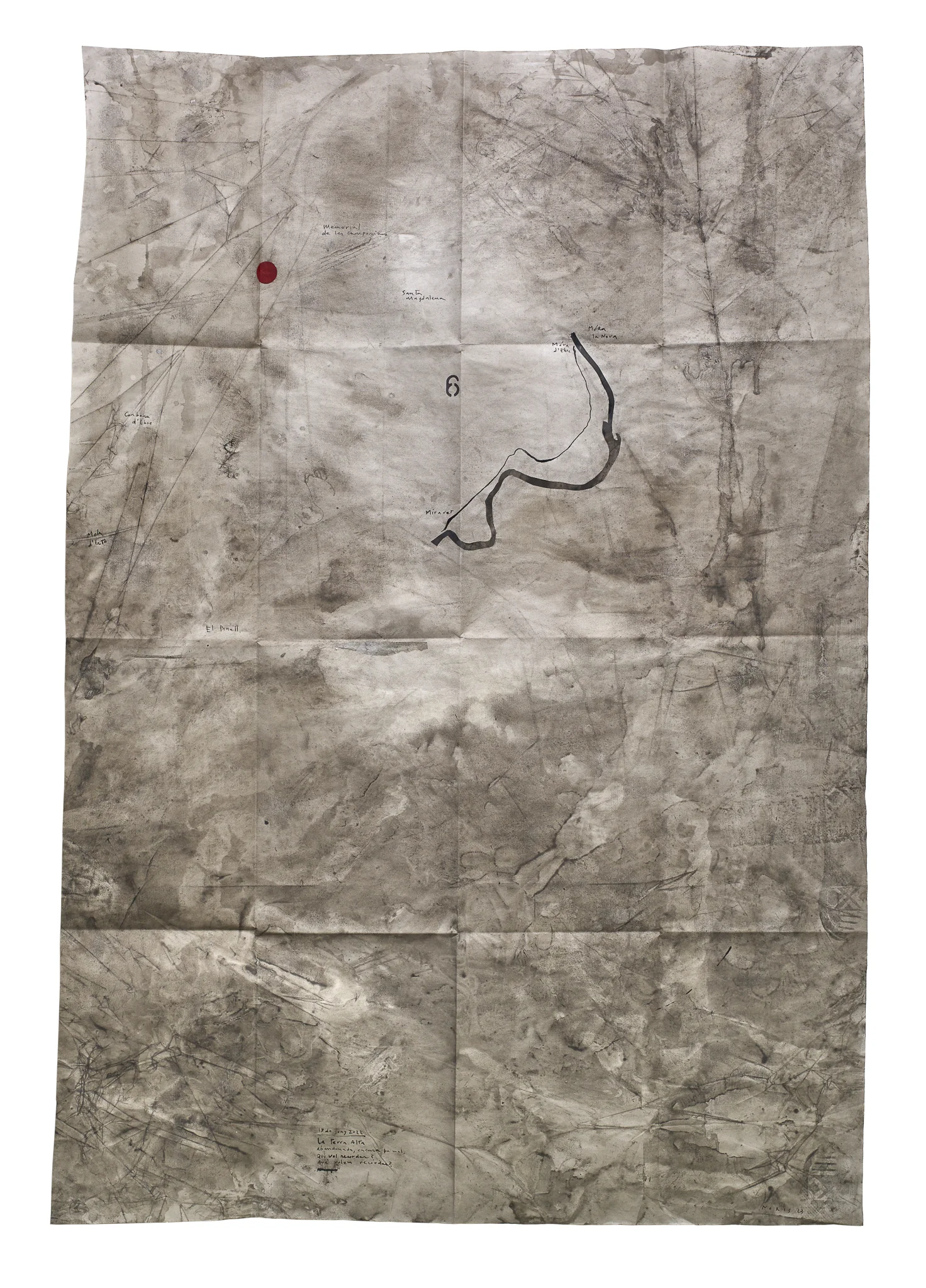 Mapa de Sequere 05, tècnica mixta i collage sobre paper, 150 × 100 cm