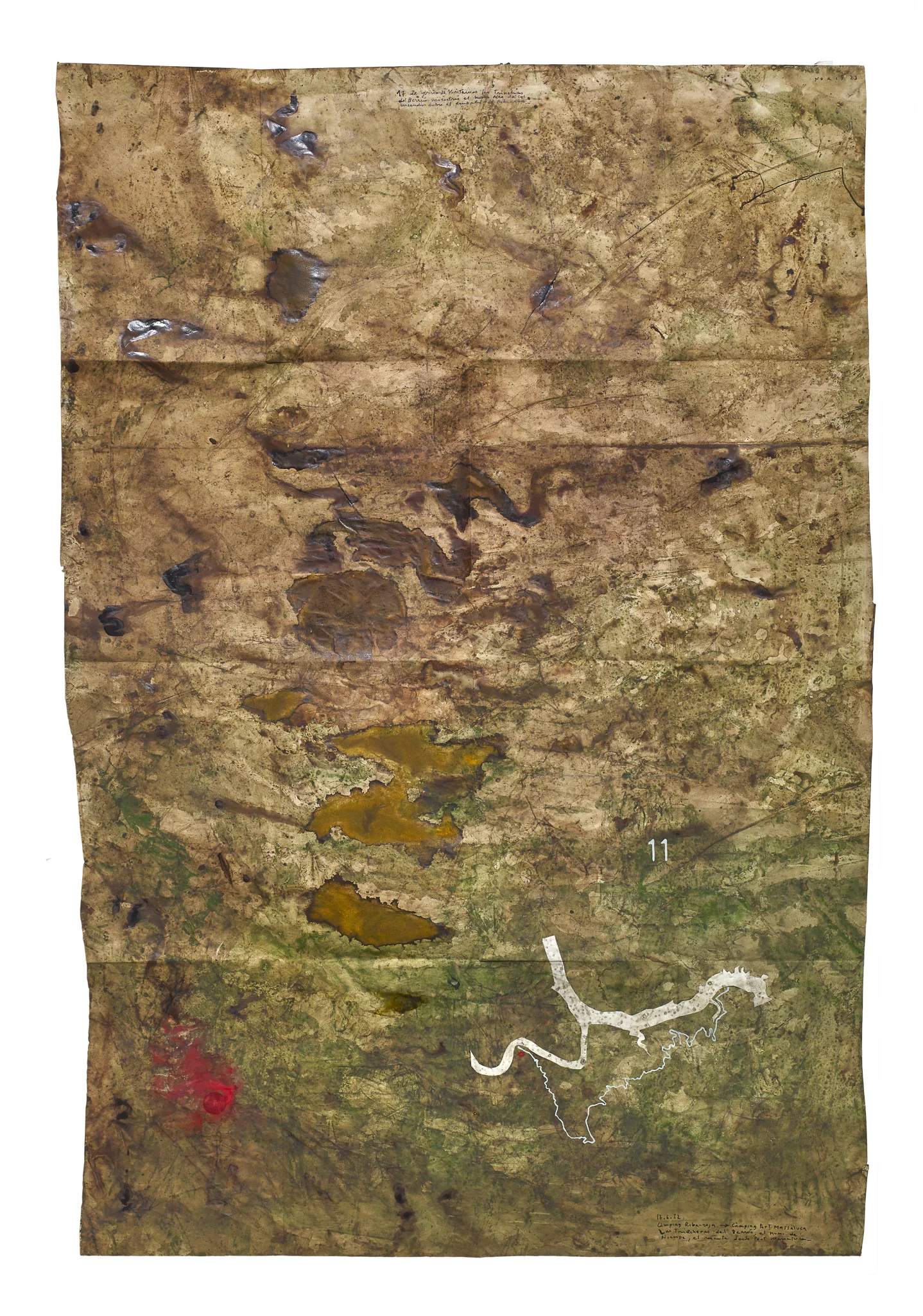 Mapa de Sequere 08, tècnica mixta i collage sobre paper, 150 × 100 cm