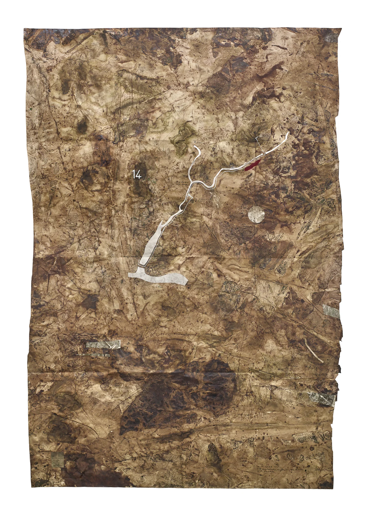 Mapa de Sequere 11, tècnica mixta i collage sobre paper, 150 × 100 cm