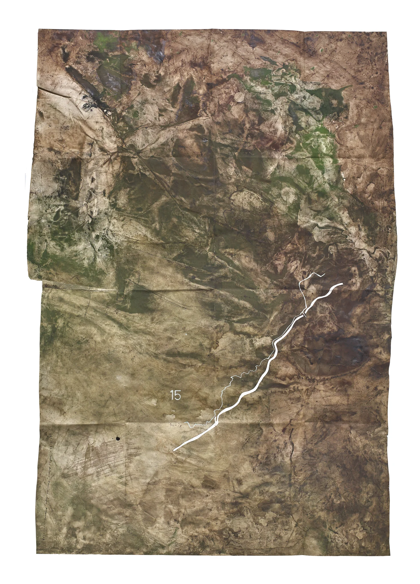 Mapa de Sequere 12, tècnica mixta i collage sobre paper, 150 × 100 cm