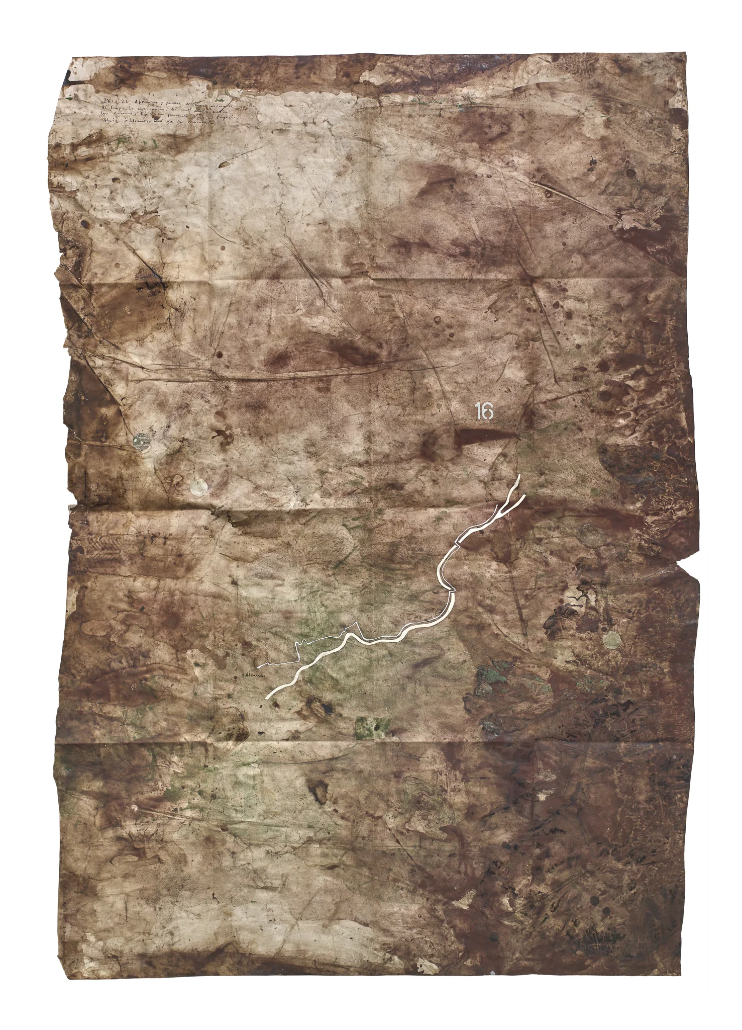 Mapa de Sequere 13, tècnica mixta i collage sobre paper, 150 × 100 cm