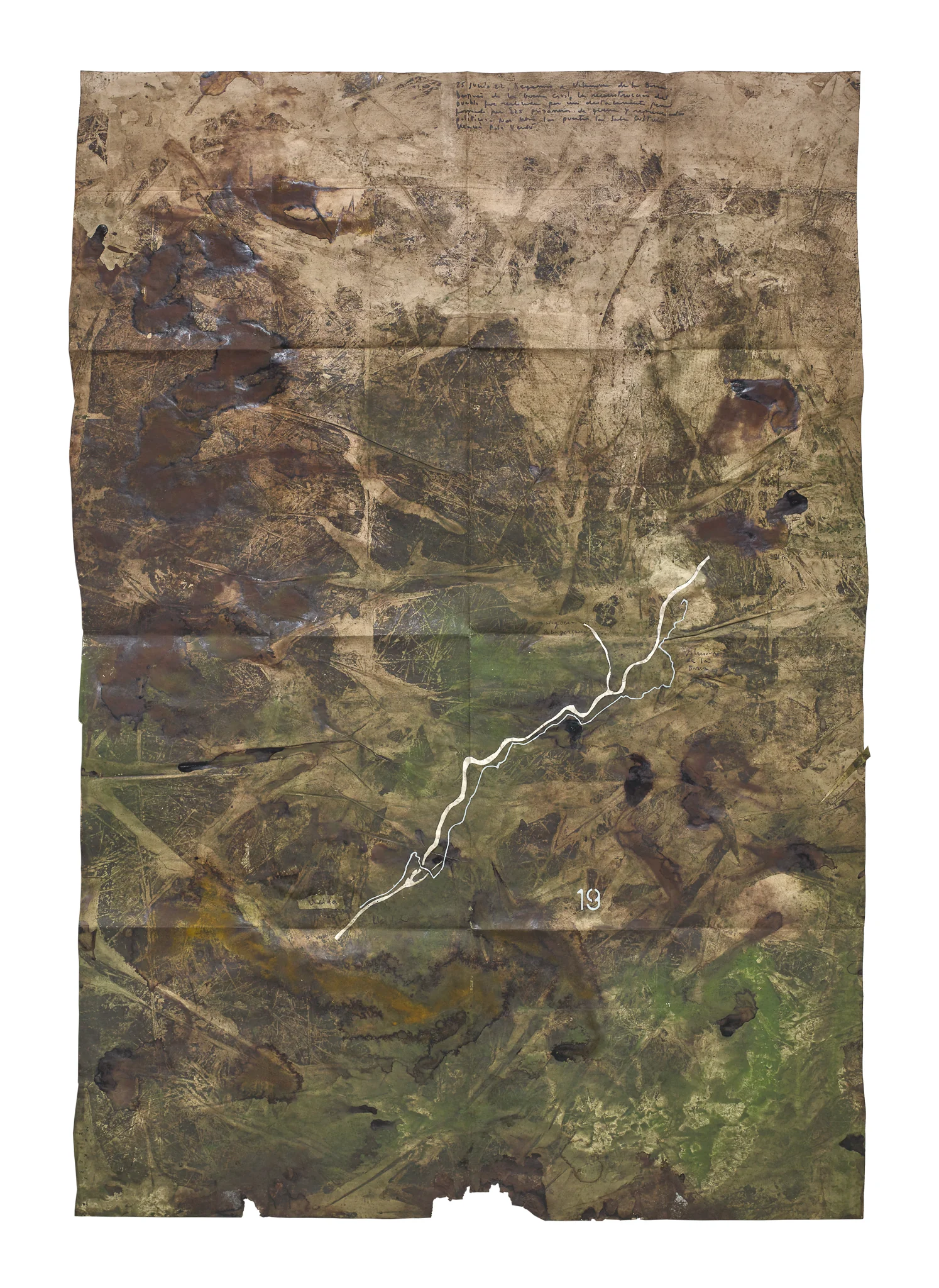 Mapa de Sequere 14, tècnica mixta i collage sobre paper, 150 × 100 cm