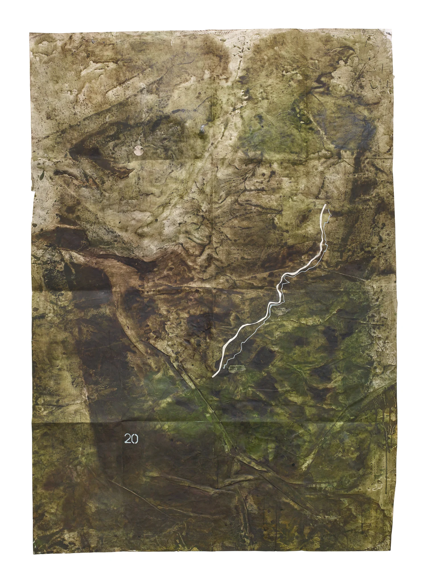 Mapa de Sequere 15, tècnica mixta i collage sobre paper, 150 × 100 cm