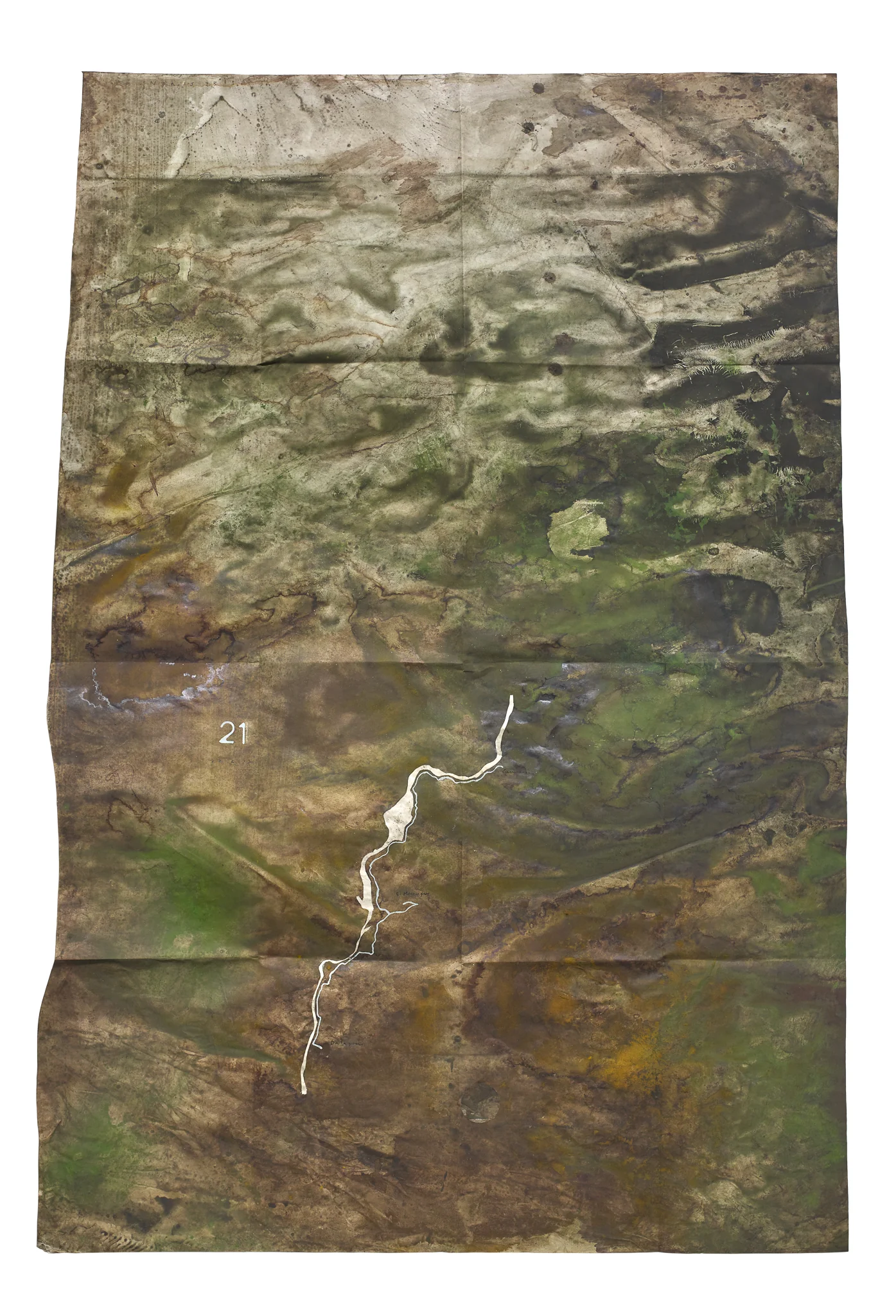 Mapa de Sequere 17, tècnica mixta i collage sobre paper, 150 × 100 cm