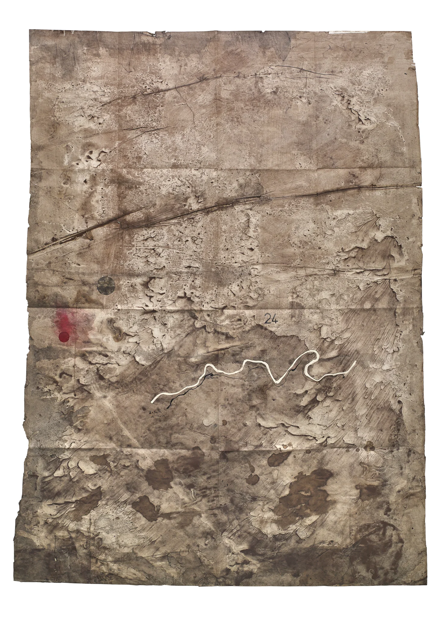 Mapa de Sequere 19, tècnica mixta i collage sobre paper, 150 × 100 cm