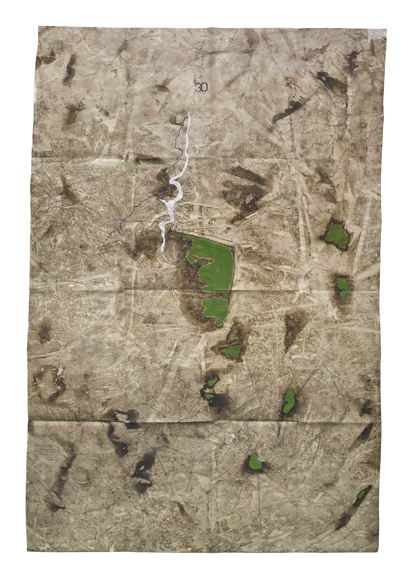 Mapa de Sequere 22, tècnica mixta i collage sobre paper, 150 × 100 cm