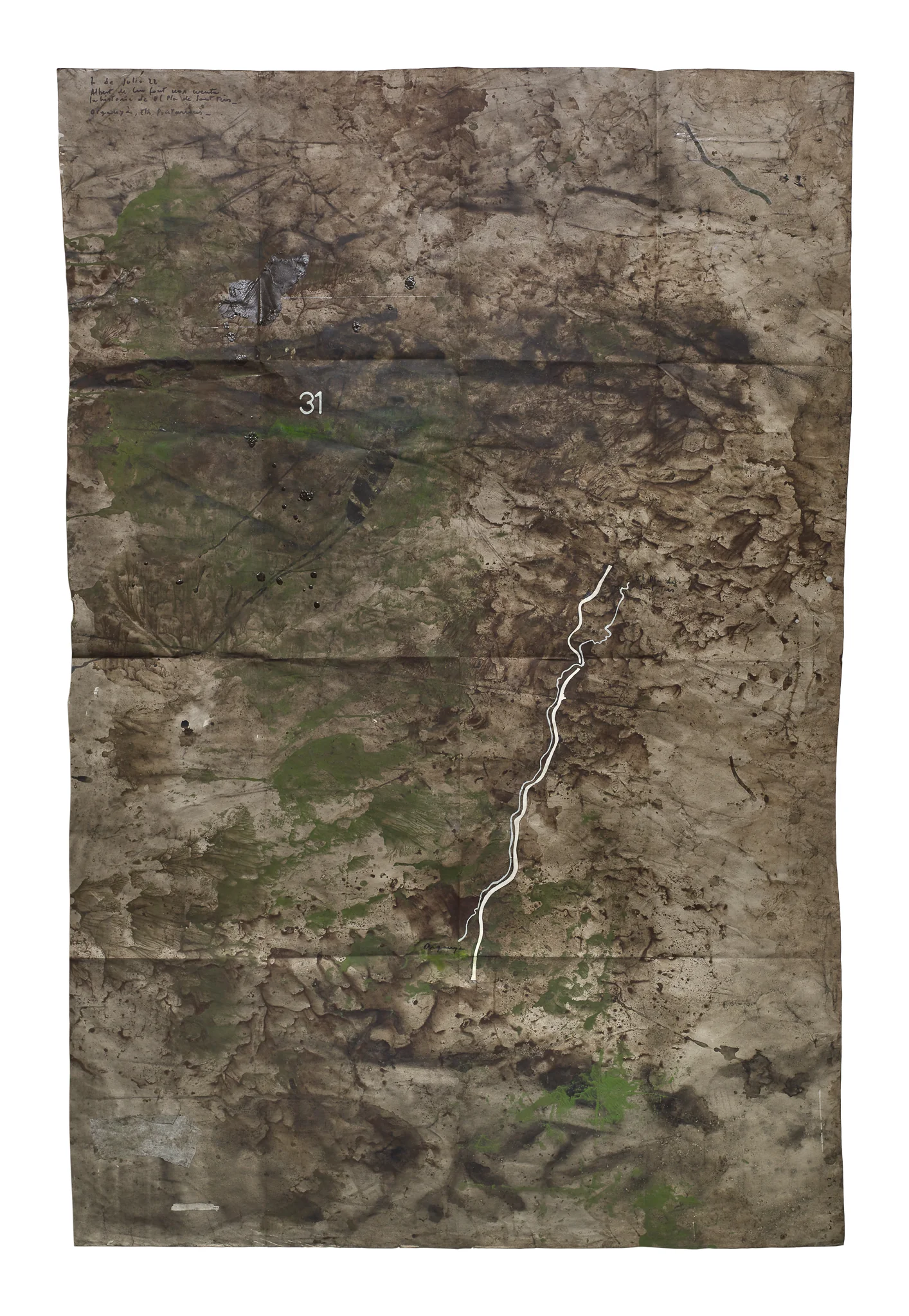 Mapa de Sequere 23, tècnica mixta i collage sobre paper, 150 × 100 cm