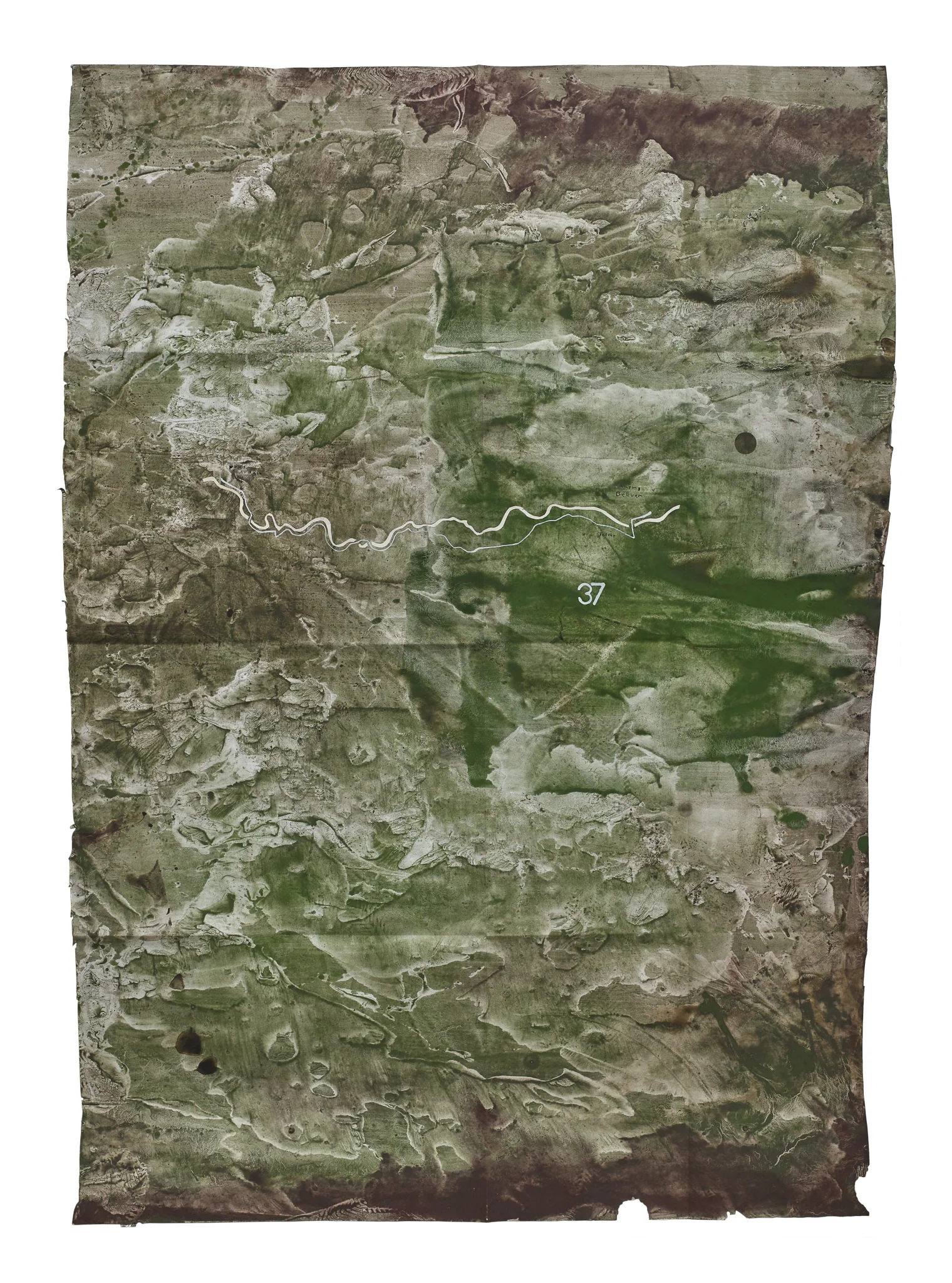 Mapa de Sequere 26, tècnica mixta i collage sobre paper, 150 × 100 cm