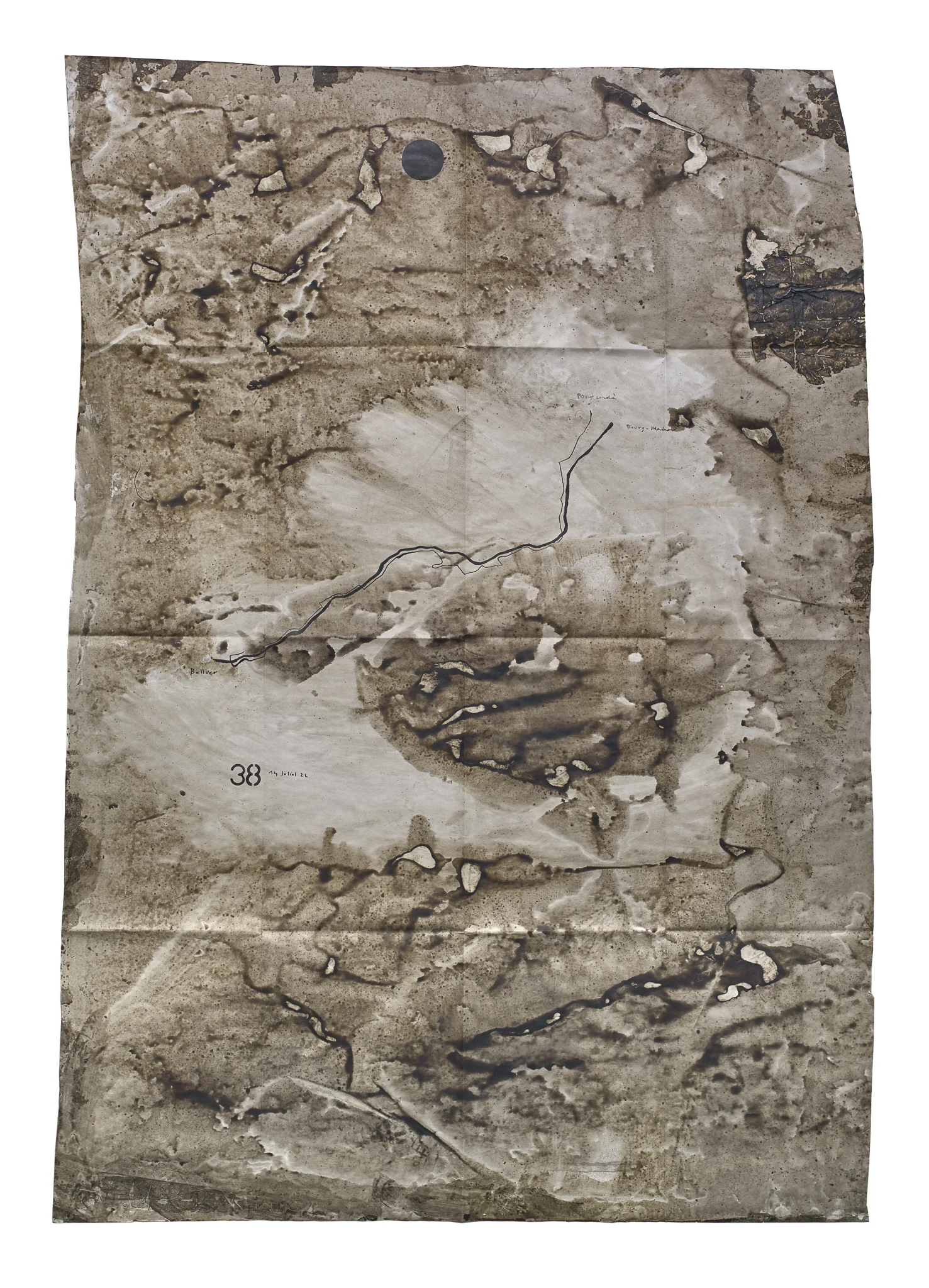 Mapa de Sequere 27, tècnica mixta i collage sobre paper, 150 × 100 cm