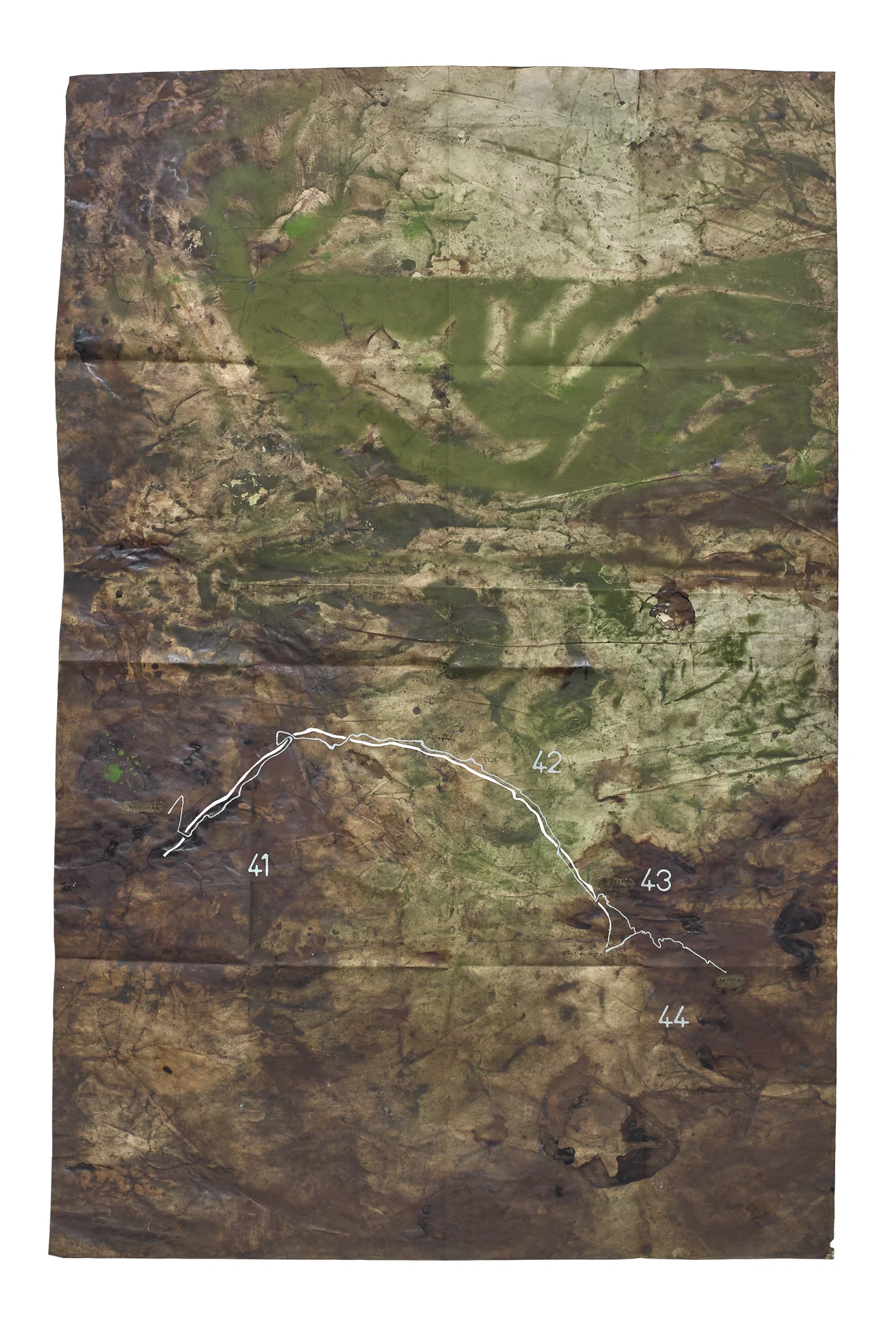 Mapa de Sequere 28, tècnica mixta i collage sobre paper, 150 × 100 cm