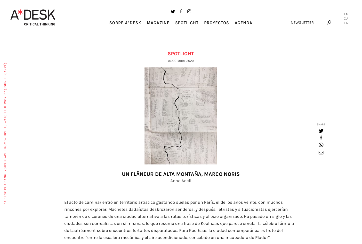 Anna Adell en A*Desk: «Un flâneur de alta montaña, Marco Noris»