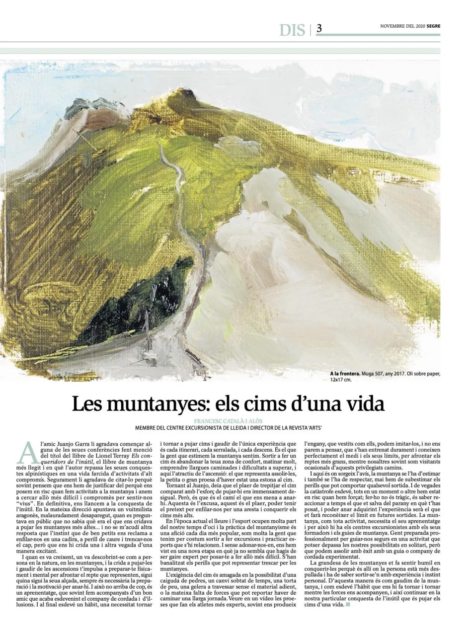 La montagna — e il mio lavoro — nel supplemento DiS del Segre (novembre 2020)