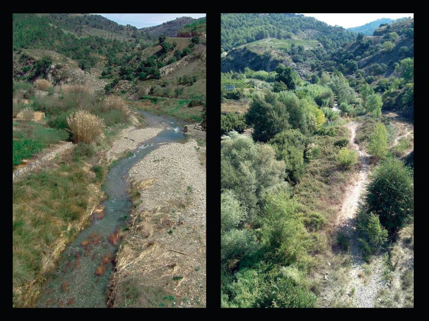 Torroja, prima e dopo il ToPoGraPo. Fotografia di Elisenda Ribas (Plataforma pel Riu Siurana)