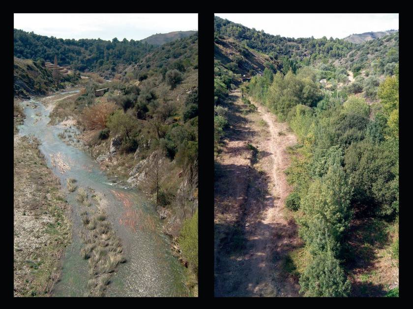 Torroja, prima e dopo il ToPoGraPo. Fotografia di Elisenda Ribas (Plataforma pel Riu Siurana)